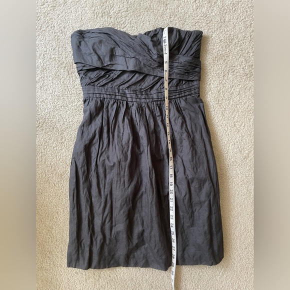 J.Crew Charcoal Grey Crinkled Metallic Strapless cotton Taryn Dress Size 8 - Picture 7 of 11